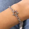 Charm Armbänder KunJoe Edelstahl Dickes Metall Hohl Stern Armband Für Frauen Männer Punk Silber Farbe Kreuz Link Kette Hip Hop