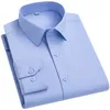 Camisas para hombre elásticas de fibra de bambú Manga larga para hombre Slim Fit Force No hierro Antiarrugas Camisa Social Camisa blanca S-8XL 240202