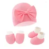 Accessoires pour cheveux, gants pour bébé en pur coton doux, chapeau, chaussettes, ensemble Anti-saisie, mitaines de naissance, bonnet d'hôpital, cadeaux de douche