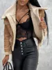 Women's Jackets Women Faux Fur Leather Jacket Open Front Casual Furry Collar Short Parka Coat Warm Cardigan With Belt