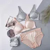 Bras sätter Suyadream Women Silk Bh Set Natural Foding A B Cup Wire Free Underwears 2024 Bekväma intimat Silverrosa