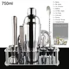 12pcs 750ml Bartender Kit Cocktail Shaker With Recipe Transparent Stand Set Bar Wine Mixer Shakers Tools 240119
