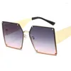 Sonnenbrille European American Style Brille Frauen Square Form großer Metallrahmen Vintage Retro weibliche Sonnenbrille