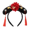 Acessórios de cabelo Chinês Princesa Gege Headband Antiga Flor Real Pérola Borla Banda Traje Cosplay Pogal Headwear para Meninas Mulheres