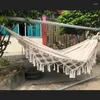 Kampmeubilair Grote hangmat voor 2 personen Boho-stijl Braziliaanse macramé omzoomd Deluxe dubbele netschommelstoel Binnen hangend Levering