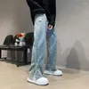 Męskie dżinsy retro High Street Jean Pants for Men Letters haft hafd hip hop prosta luźna moda swoboda męskiej jeansu streetwear