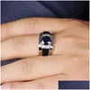 Band Rings Luxury Deep Blue Solitaire Rings For Women Engagement Wedding Noble Female Finger Ring Fine Gift Timeless Classic Jewelry Dhtid