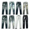 jeans män lila jeans kvinnor byxor lila ksubi jeans high street lila retro färg spot slim fötter mikro elastiska jeans hip-hop blixtlås hål