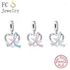 Piedras preciosas sueltas FC Jewelry Fit Pulsera con dijes original Plata de ley 925 Ala de ángel Cuenta de concientización sobre el cáncer suicida para hacer un monumento conmemorativo