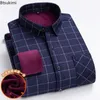 Men's Casual Shirts 2024 Warm Flannel Top Autumn Winter Long Sleeve Plaid Shirt Thick Fleece Lined Soft Dress L-5XL