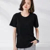 女性用Tシャツ2024夏の女性半袖OネックTシャツファッションカジュアルコットンレディースブラックホワイトシャツトップ