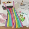 Flicka klänningar flickor barn barnkläder cami klänning sommaren 2024 regnbågskjol t-shirt två bit set