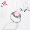 Bagues de cluster Mode rapide Femmes Femelle Rose Opal Pierre avec cristal réel 925 Sterling Silver Wedding Band Anillos