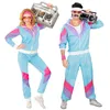 Dwuczęściowe spodnie kobiet Zestaw destytusu Kobiet disco disco retro 70s 80s 80s Tide Hip Hop Party Performance Kostium kolorowy patchwork sport
