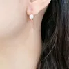 dangle earrings retro long pearl for women tasselファッションチェーン耳のアクセサリーメタルテクスチャ卸売ステートメントKC153