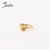 Cluster Rings Joolim Jewelry High End Pvd Wholesale Waterproof Simple Dainty Round Seal Light Burst Stainless Steel Finger Ring For Women