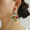 Brincos pendurados série colorida brilhante cristal geométrico borla para mulheres boho luxo elegante folha em forma de coração pingente moda jóias