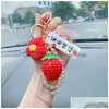 Keychains Lanyards Keychains Lanyards Creative Flaided Stberry Peach Persimmon Flowers Pendant Women Bag Accessory Drop Delivery Fa Dhujy