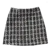 Jupes 2024 Tweed jupe printemps automne vêtements pour femmes coréen élégant Plaid mignon bas dames une ligne courte Mini