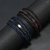 Bracelets de charme en acier inoxydable pour hommes multicouches tissés à la main, accessoires de chaîne de corde multicouche, boucle magnétique, bijoux