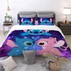 Bedding Sets Cute Stitch Anime Cartoon Duvet Cover Single Double Size Set With Zipper For Teen Boys Girls Bedroom 3pc Soft