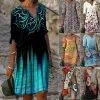 Elbiseler 2022 Yaz Kadınlar Gevşek Bahar Vintage Elbise Günlük Partisi Zarif Ruffles Elbise Büyük Büyük Baskılı Yaz Boho Elbiseler