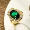 Cluster Rings Mafisar Delicate Gold-Plated Red/Green/Blue/White Zircon High Quality Exaggerate Geometric Ring Women's Party Jewelry