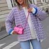 Giacche da donna Giacca trapuntata Abiti autunnali invernali Capispalla oversize Streetwear Cardigan aperto sul davanti a maniche lunghe con stampa casual con tasca