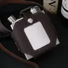 XYKIT Big Capacity 18 26 35OZ Stainless Steel Whiskey Flasks Brown Transparent Holster Buckle Hip Flask Men Portable T2001113131