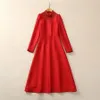 21066 xxl 2024 Robe de piste Spring d'été Robe d'été Perles lambrissées Black Red Long Sleeve Brand Même style Womens Robe Fashion High Quality Sh