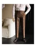 メンズスーツパンツソリッドカラースーツフォールスリムフィットフィットカジュアルイギリス人ドレスハイウエストパンツオフィス - ズボン2024ズボン