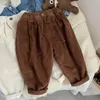 Trousers Children's Plush Pants Winter Boys And Girls Korean Version Thickened Solid Color Casual Corduroy Style Retro Trend