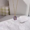 Pendant Necklaces Romantic Purple Crystal Necklace Enamel Butterfly Flower Cross Heart Stainless Steel For Women Jewelry Gifts