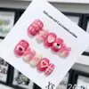 Leuke handgemaakte nepnagels Kort Roze Handverf Kawaii 3D-ontwerp Herbruikbare zelfklevende kunstnagels Acryl Kunstmatige manicure Meisjes 240129