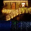 문자열 5m 크리스마스 LED 커튼 아이클 스트링 라이트 드루프 0.4-0.6m 파티 정원 무대 야외 방수 장식 요정