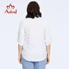 アストリッド秋の女性シャツブラウス2023エレガントなオフィス服ラペル女性Tシャツファッションプラスサイズのティーシャツ女性トップ240131