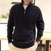 Erkek Sweaters Sonbahar Kış Yün Karışımı Yüksek Kaliteli Erkekler Yarım Zipper Sweater Jumper Çeken Homme Hiver Külot Örme Küçük At Üstü