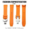 Bracelets de montre Bracelet de montre en caoutchouc souple en silicone 22mm 21mm pour Tissot T120417 Sea Star 1000 série Orange noir outil de sangle de plongée étanche