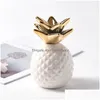 Nyhetsartiklar nordiska små ananas pengar lådor keramiska gyllene piggy bankbesparande box hem skrivbord dekoration 231225 drop de homefavor dhiye