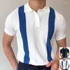 Polos para hombre, Polos de punto de manga corta de verano, camisetas formales de negocios de estilo de lujo para oficina, camisetas ajustadas de algodón blanco y negro para hombre