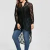 Elegant Lace Tops Women Ladies Plus Size Blouse Long Sleeve Lace Shirt Perspective Button Up Female Large Tops Womens Clothing 240201