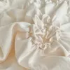 Juego de funda nórdica doble artesanal plisada con pellizco tridimensional, 220x240, edredón de cama tamaño King con flores torcidas sólidas 240131