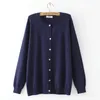 Autumn Winter Plus Size Cardigan Sweater Woman Fashion Navy Blue Solid Color O-Neck Full Sleeve Knitted Thin Jumpers 240123