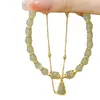 Bracelets à maillons style chinois imitation jade gourde pendentif pour femmes filles chaîne double couche porte-bonheur bijoux en perles cadeau de fête