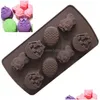 Baking Moulds Easter Sile Fondant Molds 8 Grid 3D Diy Bunny Egg Shapes Chocolate Jelly And Candy Mold Drop Delivery Home Garden Kitche Dhjbd