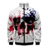 Men's Jackets USA Flag American Stars And Stripes Lapel Zipper Jacket 2024 Daily Casual Long Sleeve Street Coat Clothes Male Tops 4XL