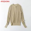 Kvinnors T-skjortor Mnccmoaa 2024 Summer Woman Fashion Long Sleeve Round Neck T-shirt Kvinnlig fast färg Casual Loose Tee Tops