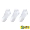 Kvinnors strumpor 3Parer män Pure Cotton Black White Business Ankle Sock Solid Color Breattable Bekväma strumpor av hög kvalitet för kvinna