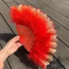 Decorative Figurines Lolita Gothic Feather Folding Fan Retro Court Dance Hand Fans With Pendant For Wedding Party Decoration Pography Props