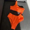 Roupa de banho feminina sexy corte monokini um ombro peça maiô feminino 2024 verão bodysuit sólido terno de natação trikini banhista